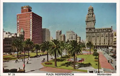 Postcard Montevideo PLAZA INDEPENDENCIA Stadtteilansicht 1955