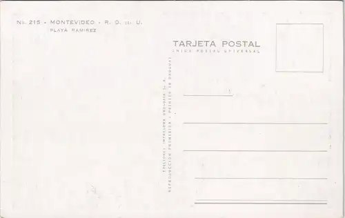Postcard Montevideo PLAYA RAMIREZ Strand Beach Scene 1960
