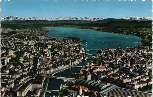 Ansichtskarte Zürich Luftbild Panorama vom Flugzeug aus 1955