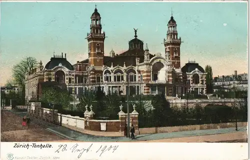 Ansichtskarte Litho AK Zürich Tonhalle Strassen Ansicht 1904