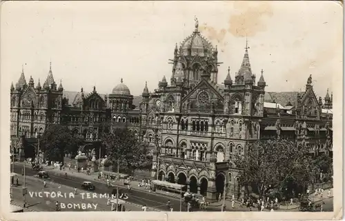 Postcard Mumbai (Bombay) Strassen Ansicht Victoria Terminal 1960