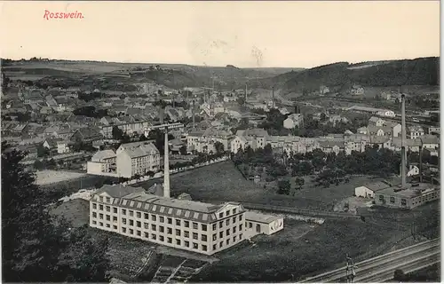 Ansichtskarte Rosswein/ Roßwein Bahnstrecke, Fabriken 1912