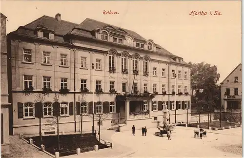 Ansichtskarte Hartha Partie am Rathaus 1913