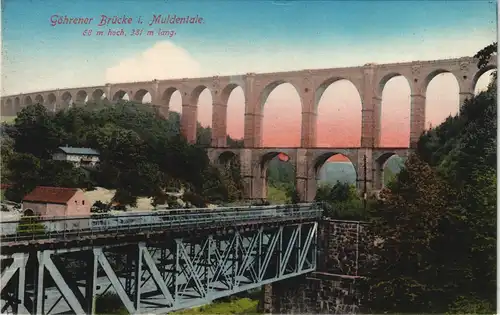 Ansichtskarte Wechselburg Göhrener Viadukt, Eisenbrücke 1911