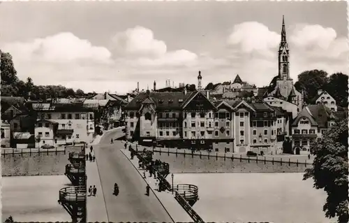 Ansichtskarte Bad Tölz Brücke, Straßenpartie 1963