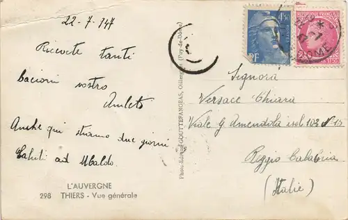 Thiers (Puy-de-Dôme) THIERS Vue générale Panorama Stadt-Ansicht 1947