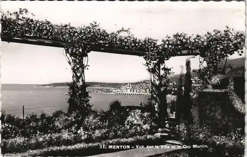 Menton Mentoun/ Mentone Vue sur la Ville Cap Martin Panorama Ansicht 1960