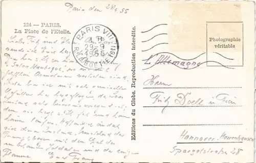 CPA Paris Triumphbogen Arc de Triomphe Place de l’ Étoile 1955