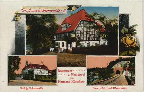Ansichtskarte Lichtenwalde-Niederwiesa Restaurant und Flesicherei MB 1913