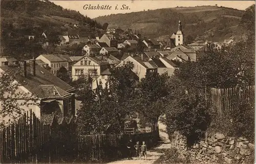Ansichtskarte Glashütte Straßenpartie in der Stadt 1913