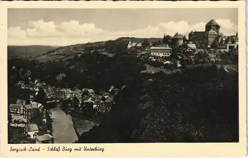 Ansichtskarte Burg an der Wupper-Solingen Schloss Burg mit Unterburg 1955