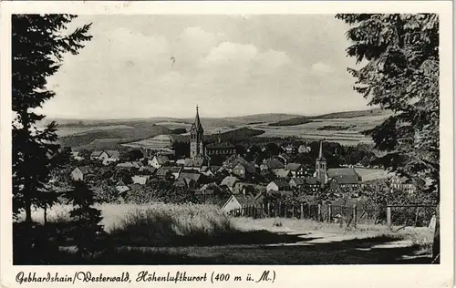 Gebhardshain Panorama Ansicht des Westerwald Ortes 1950  (Bahnpoststempel)