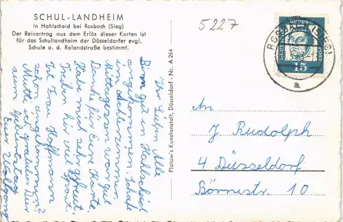 Rosbach (Sieg) Schul-Landheim Hahlscheid der Düsseldorfer ev. Schule 1963