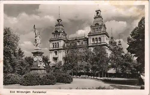 Ansichtskarte Bad Wildungen Partie am Hotel Fürstenhof 1955