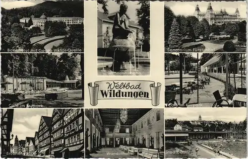 Bad Wildungen Mehrbild-AK Stadtteilansichten ua. Fürstenhof, Stadtbad uvm. 1960