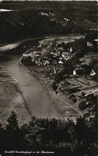 Ansichtskarte Herstelle-Beverungen Ort Weserbergland in der Abendsonne 1959