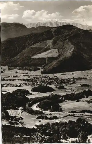 Unterwössen Panorama-Ansicht mit Kaisergebirge, bayr. Alpen 1960