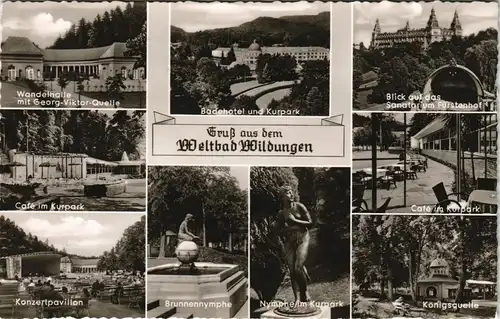 Bad Wildungen Mehrbild-AK mit Fürstenhof, Wandelhalle, Café Park uvm. 1980/1960