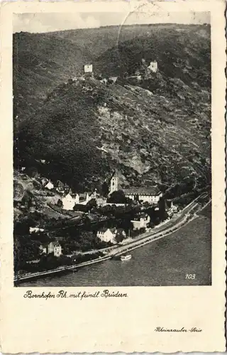 Ansichtskarte Bornhofen-Kamp-Bornhofen Stadt mit feindl- Brüdern 1933