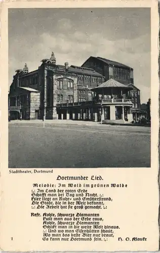 Ansichtskarte Dortmund Stadttheater Dortmunder Lied 1929