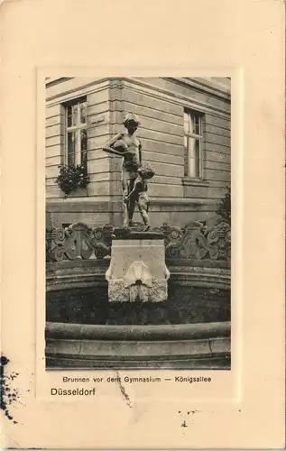 Ansichtskarte Düsseldorf Königsallee Brunnen vor dem Gymnasium 1911