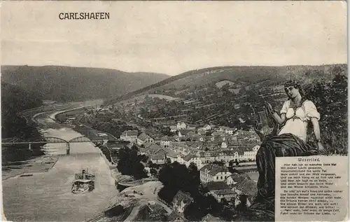 Ansichtskarte Bad Karlshafen Stadt, Dampfer - Frau mit Hafe 1913