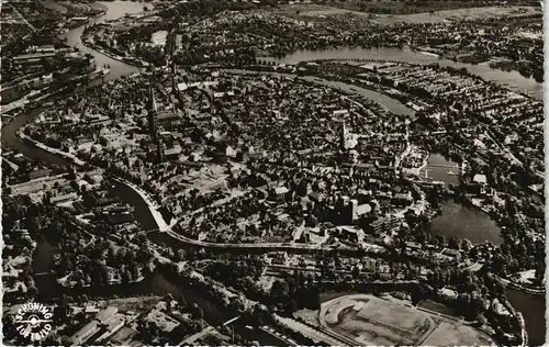 Lübeck Luftbild Überflug Zentrum der Hansestadt, Luftaufnahme 1965 #