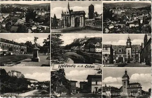 Weilburg (Lahn) Mehrbild-AK mit Schloss, Landtor, Marktplatz uvm. 1960