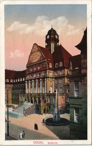 Ansichtskarte Kassel Cassel Partie am Rathaus gel. Feldpost 1918