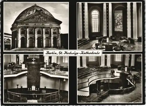 Mitte-Berlin Mehrbild-AK 4 Ansichten St.-Hedwigs-Kathedrale 1960