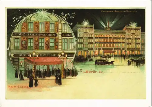 Berlin Reklamepostkarte anno 1900 Mode-Seidenwaren-Geschäft 2000