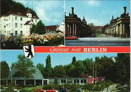 Berlin Mehrbild-AK mit 4 Stadtteilansichten ua. Schloss Grunewald 1970