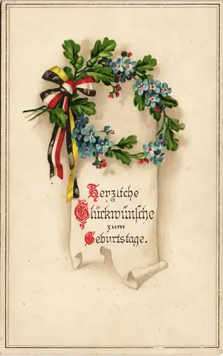 Ansichtskarte  Glückwunsch/Grußkarten: Geburtstag Blumen Patriotika 1916