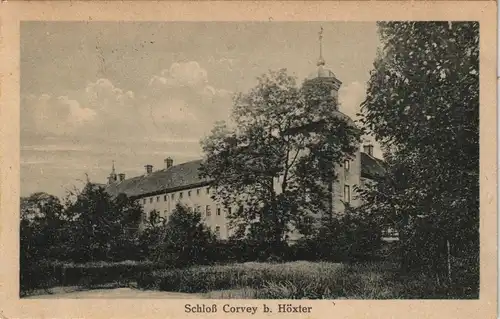 Ansichtskarte Höxter (Weser) Schloß Kloster Corvey 1919   gel Stempel HÖXTER