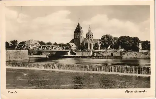 Ansichtskarte Hameln Partie Oberes Weserwehr Fluss Weser Wehr 1955