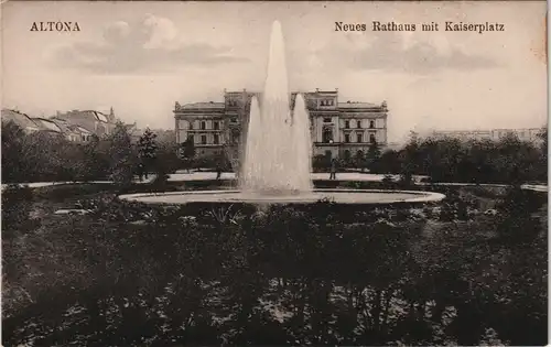 Altona-Hamburg Neues Rathaus mit Kaiserplatz, Wasserkunst Wasserspiele 1910