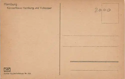 Ansichtskarte Hamburg Konzerthaus und Volksoper 1925