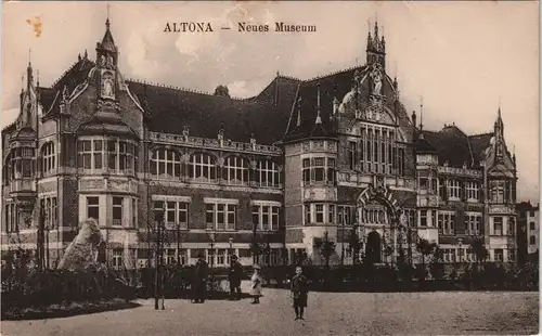 Altona-Hamburg Strassen Partie am Neuen Museum Gebäude-Ansicht 1910