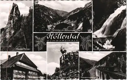 Hirschsprung-Breitnau Mehrbild-AK Schwarzwald, Ravenna Wasserfall,   1960