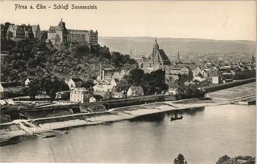 Ansichtskarte Pirna Partie an Schloß Sonnenstein 1917