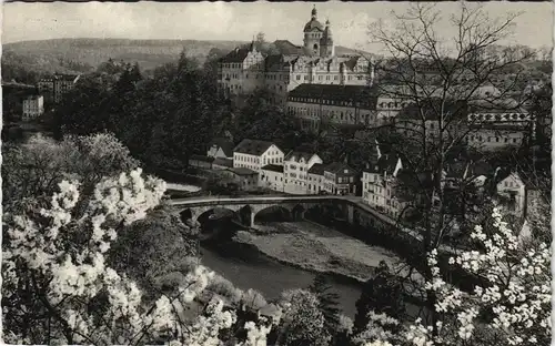 Ansichtskarte Weilburg (Lahn) Blick durch die Baumblüte auf die Stadt 1962