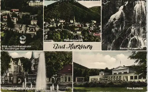 Bad Harzburg Mehrbild-AK mit Kurhaus, Radauer Wasserfall, Schwebebahn uvm. 1960