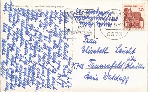 Ansichtskarte Bad Hindelang Umlandansicht Allgäu mit Vorderhindelang 1967