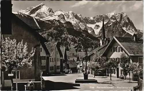 Garmisch-Partenkirchen Häuser Heile am Floriansplatz mit Alpen Fernblick 1960