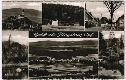 Ansichtskarte Pleystein Stadtansichten: Lanheim, Markt 1959