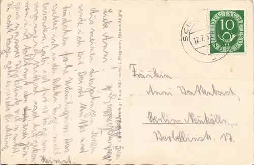 Ansichtskarte Füssen Totalansicht 1952