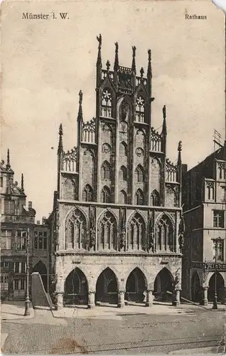 Ansichtskarte Münster (Westfalen) Rathaus Gebäude (Town Hall Building) 1919