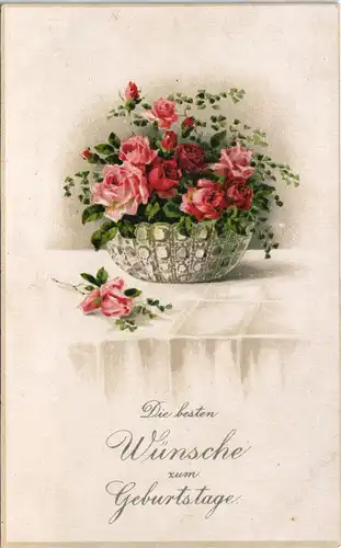 Ansichtskarte  Glückwunsch Grußkarte Geburtstag (Birthday Flowers) 1920