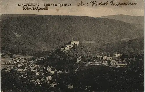 Schwarzburg Panorama-Ansicht mit Schloss, Blick v. Trippstein 1917