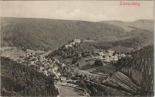 Ansichtskarte Schwarzburg Panorama-Ansicht Ort, Schloss Fernansicht 1914
